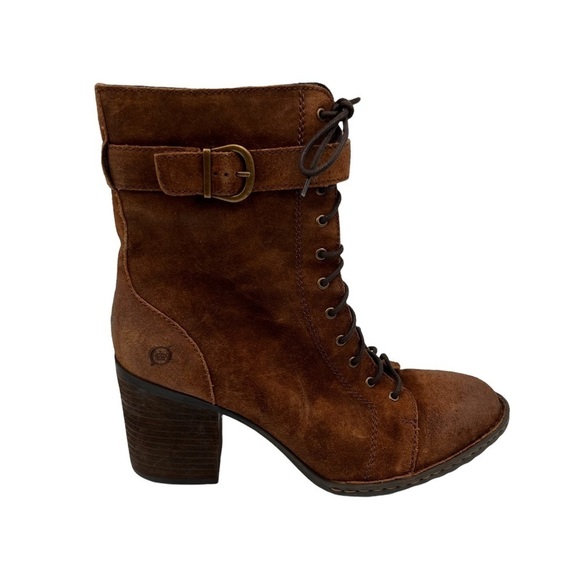 Born Brown Suede Cass Hiking Lace Up Block Heel Boots Size 11 Women's - Picture 7 of 14